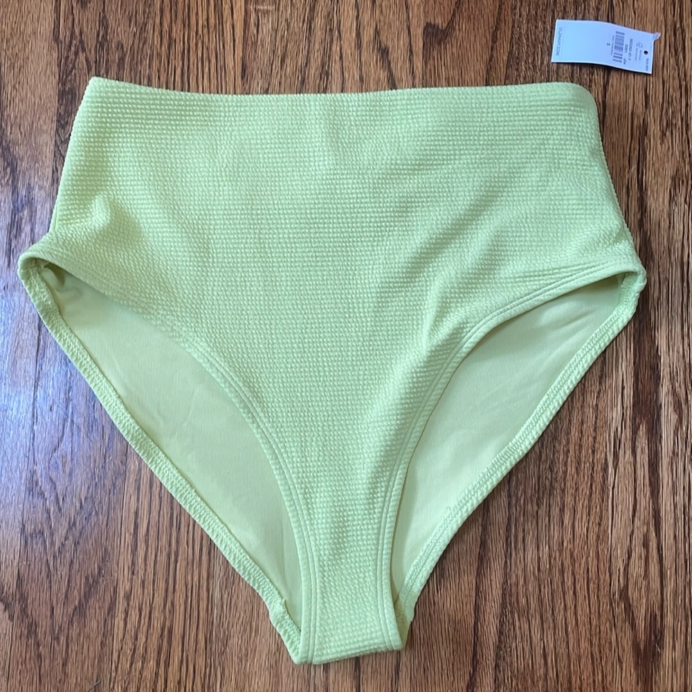 Old Navy High-Waisted textured Bikini Swim Bottoms Green Size small NWT